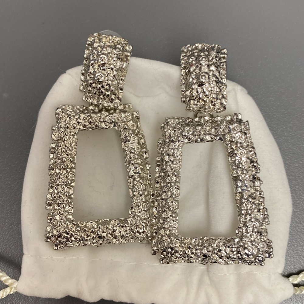 Textured silver earrings
